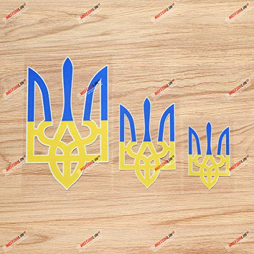 Ukrainisch Ukraine Tryzub Wappen Aufkleber Vinyl Sticker - 3er-Pack Reflektierend, 7,6 cm, 10,2 cm, 15,2 cm - für Auto Boot Laptop Tasse Handy