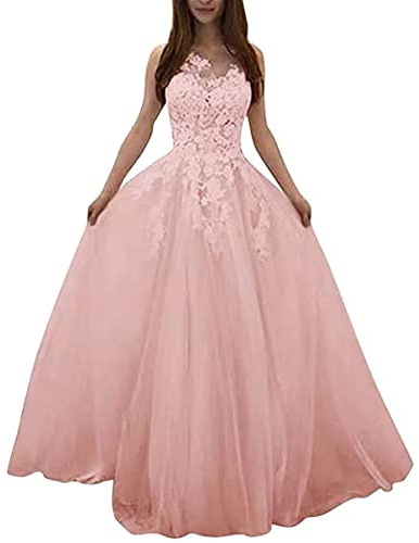 Onsoyours Robe de mariée Femme Élégant Dentelle Col V Dos Nu sans Manches Robes Longue de Nuptiale Soirée Princesse Demoiselle d'honneur
