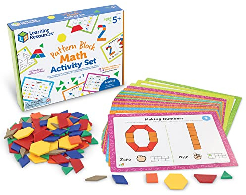 Kit d’activités mathématiques Avec des Formes de Learning Resources, Jeux mathématiques Pour Enfants, Jeux éducatifs, mathématiques préscolaires, Montessori, 144 pièces, à partir de 5 ans
