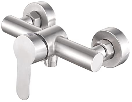 Robinet de douche mural en acier inoxydable - Mitigeur de douche - Contrôle manuel - Valve de plomberie - Robinet de salle de bain pour eau froide et chaude