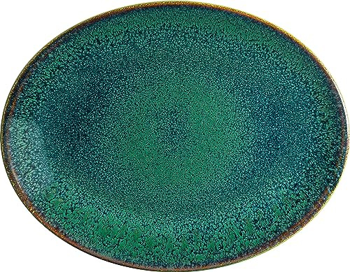 Bonna Ore Mar Moove - Platos para servir (6 unidades, porcelana, ovalados, 31 x 24 cm), color verde y marrón