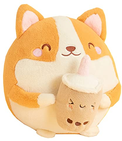 LICHENGTAI Animaux en Peluche Corgi Jouets en Peluche, Corgi Plush Oreiller Shiba Inu Étreindre Oreiller Rembourré Moelleux Peluche Mignonne Chien Poupée Confort Jouet Cadeau pour Enfants
