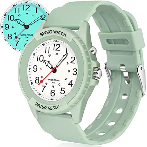 TENOCK Orologio Da Polso Sportivo Da Donna Analogico Al Quarzo 50 M Impermeabile Con Luce Notturna Per Abbinamenti Casual O Attività Sportive (Verde)
