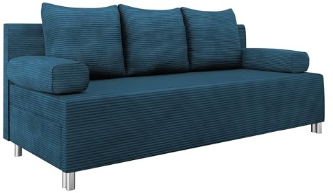 Mirjan24 Schlafsofa Dover Cord, Sofa mit Bettkasten und Schlaffunktion, Bettsofa, Farbauswahl, Schlafcouch mit Chromfüße, Couchgarnitur, Polstersofa (Poso 05, ohne Polsterhocker)
