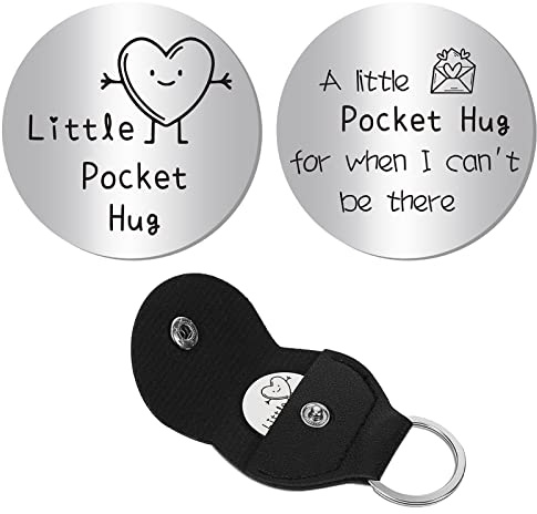 CREATCABIN Little Pocket Hug Token Long Distance Relationship Gift Inspiration Double Face Coin Inspirational Gifts For Women Friends Men Bestie Daughter Son Coworker 1.2 x 1.2 Inch