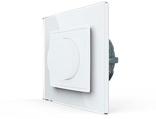LINA Dimmer VDE Lichtdimmer Schalter Unterputz weiß Glasrahmen H1-D35DL Komplettset UP Kippschalter einfach Wippe Glas dimmbarer Wandschalter Dimmerschalter