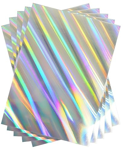 STRBOXONG A4 Holographic Oblique Beam Card 250gsm 297mm x 210mm Metallic Silver Cardstock Foil Paper for Arts and Crafts Scrapbooking Shimmer Mirror Finished Shiny Sheets (10 Sheets)