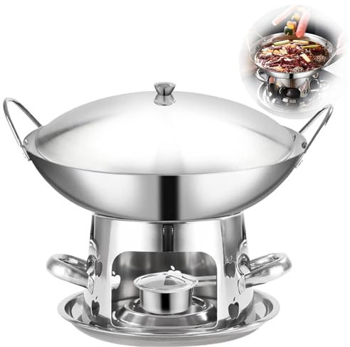 Réchaud de camping en acier inoxydable, réchaud à alcool portable, ensemble de marmites chaudes, sans gaz ni électricité, réchaud de camping avec ustensiles de cuisine pour camping en plein air 24cm