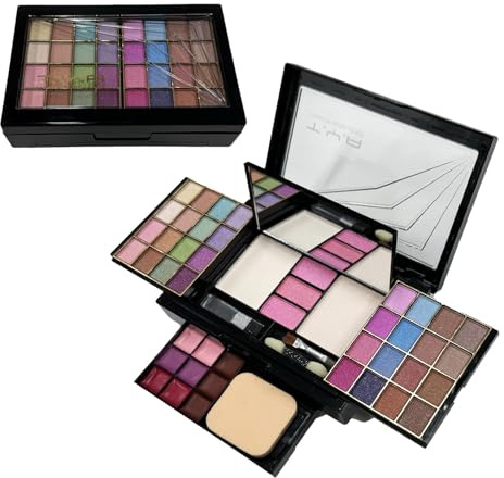 46 Colori Palette di Ombretti per Trucco, Lunga Durata Eyeshadow Corredo di Trucco Tavolozza, Trucchi Tutto in Uno Tavolozza Valigetta con Ombretto, Blush Polvere, Fondotinta e Lucidalabbra