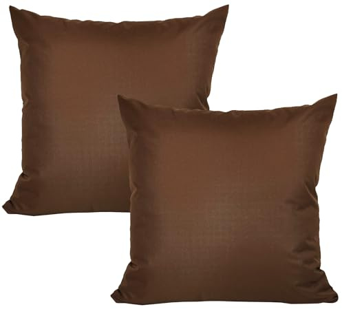 JACK 2er Set Outdoor Kissenhülle Kissenbezug 50x50cm Wasserfest Sitzkissen Lounge Kissen Garten Stuhl Lotus Effekt, Farbe:Braun