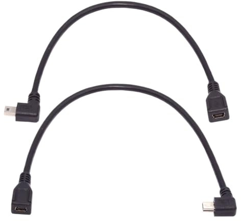 chenyang 2 Pack Mini USB Extension Cable USB 2.0 Mini USB 5Pin Male to Female 90 Degree Angled Data Power Extension Cable Adapter 0.3M