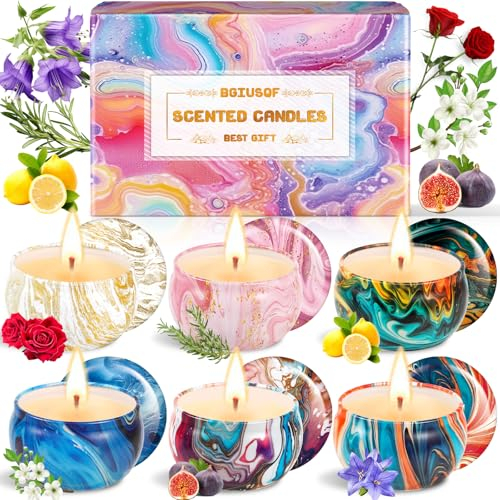 BGIUSQF Duftkerzen Geschenkset, 6 Stück Duftkerzen, Duftkerzen Set, Duftkerzen Geschenkset für Damen, Kerze Geschenk für Stressabbau, Entspannung des, Weihnachten, Geburtstag, Yoga