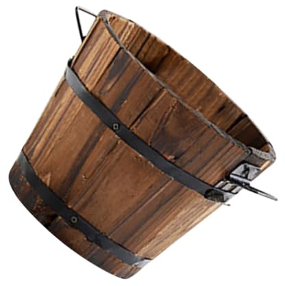 GANAZONO Fioriera Rustica A Botte In Legno Vaso Per Piante A Botte Di Whisky Vaso Per Piante Succulente In Legno Vaso Da Fiori Vintage Secchio Fioriere A Botte Di Vino Contenitore Per