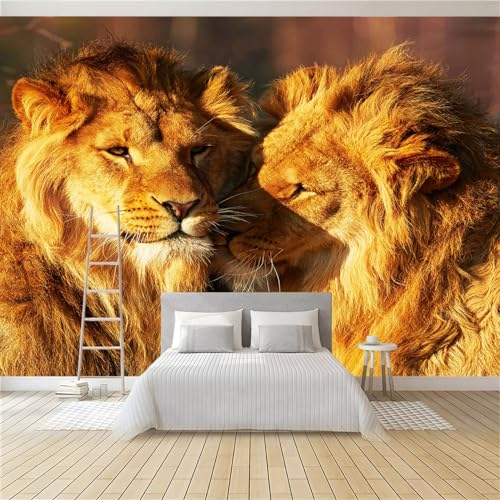 Fototapete Tierlöwe 350 x 256 cm 3D Vliestapete Wandbild, Mustertapete Moderne Wandtapete, Wohnzimmer Schlafzimmer Kinderzimmer Büro Flur Wanddeko