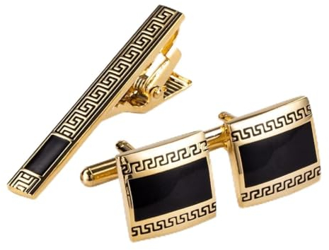 Manschettenknöpfe, Krawattenklammer für Krawattennadel, Geschenk für Herren, klassisches Muster, Krawattennadel, Manschettenknöpfe, Krawattenklammer-Set, Herrenschmuck (A, Einheits