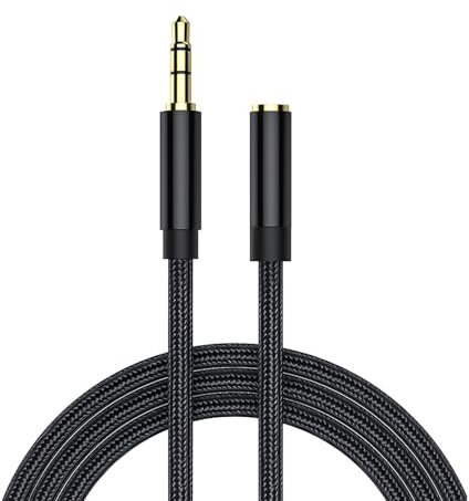 BIVOFU Prolunga Audio Stereo,Prolunga Jack 3,5mm Nero Nylon Intrecciato Cavo Prolunga Per Cuffie Per Telefoni Cellulari,Altoparlanti, Tablet,Computer e Autoradio,Alta Qualità Del Suono e Durabilità