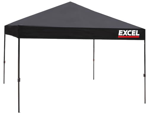 Excel SteelGazebo 3m x 3m Black with Storage Bag & Rope, Wall panel, Sand Bag, Rope & Pegs, Pop UpGazebo For Garden, Festivals & Parties, Large Heavy DutyGazebo With Sides, Your Hot TubGazebo Gard