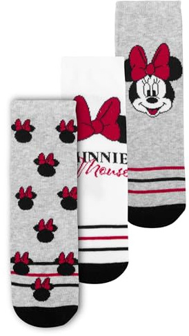 Disney Minnie Mouse strumpor för damer - sneakerstrumpor för kvinnor grå/vit (3-pack), Grå/vit, 39-42 EU