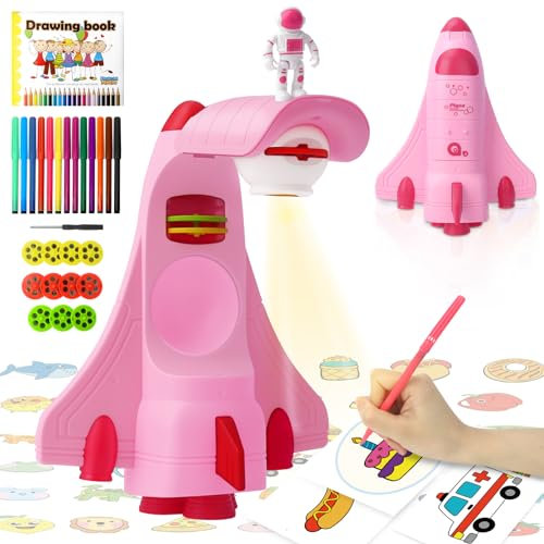 Aolieh Proiettore da Disegno per Bambini Con 66 Motivi, Pennello Colorato, Tracciare e Disegnare Toy, Set da Disegno, Regalo di Compleanno per Ragazze
