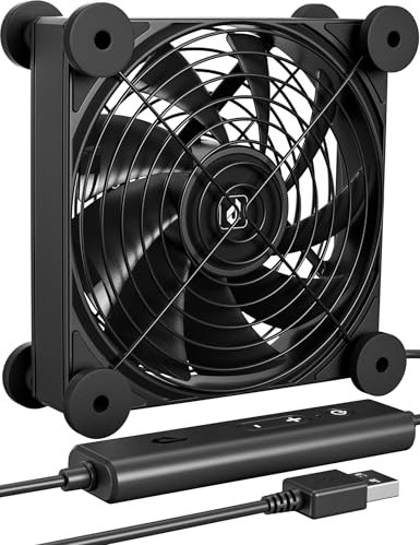 upHere gaming U3UK1 120mm USB Fan, DC 5V Quiet USB Computer Fan, 4 Adjustable Speed, Dual Ball Bearing 1600RPM USB Cooling Fan for Receiver DVR PS5 Xbox Computer Cabinet Cooling