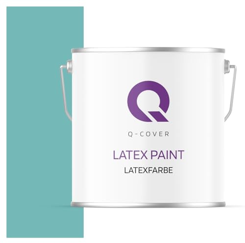 Q-COVER Latexfarbe 5L Türkis – Matte Innenfarbe für Wand & Decke, Klasse 3, Hohe Deckkraft, Scheuerfest