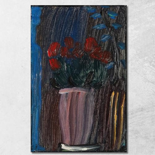 Stillleben Alpenveilchen in Blüte Alexej von Jawlensky avj110 Kunstdruck auf Leinwand, fertig gerahmt, fertig zum Aufhängen, hochwertig, 75 x 45 cm