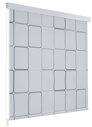 Sufrk Duschrollo 100x240 cm Quadratmuster Badewanne Vorhang Duschvorhang Rollo