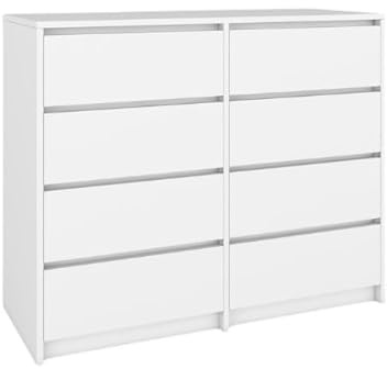 BDW - Kommode mit Schubladen - Sideboard Wohnzimmer - 120 cm breit, 100 cm hoch - Schubladenkommode Groß, für Schlafzimmer, Kinderzimmer, Jugendzimmer, Flur - Weiß