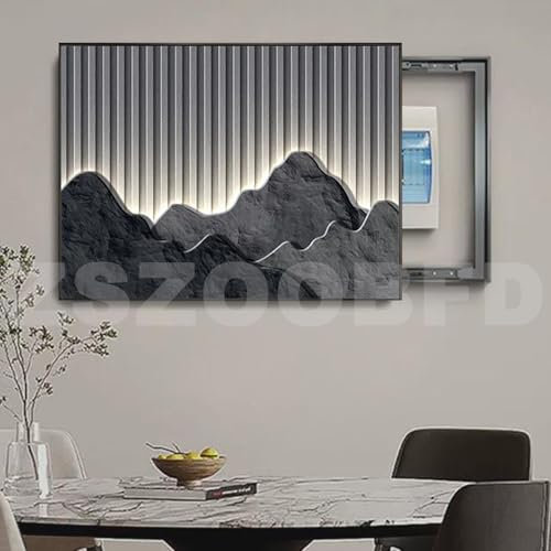 Generisch Sicherungskasten Abdeckung Wandmontiert Schrank Stromverteiler Kreativ Flip-Cover Dekoratives Bild Verteilerkastens Gemälde Ausblenden Für Büro Esszimmer Heimdekoration,06,W40*H30cm