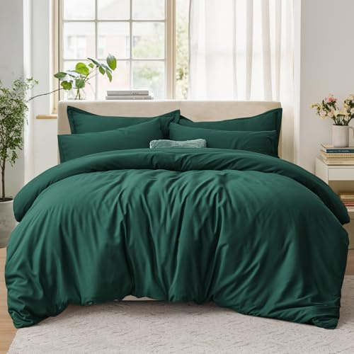 Tifschlaf Set copripiumino king size, con 2 federe, in microfibra spazzolata ultra soffice, con chiusura lampo, verde smeraldo (230 x 220 cm)