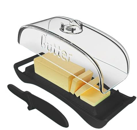 Esparcidor de mantequilla transparente – Caja sellada con tapa de mantequilla fresca | Contenedor con tapa transparente y esparcidor | Elegante bandeja de mantequilla | Esparcidor de mantequilla |
