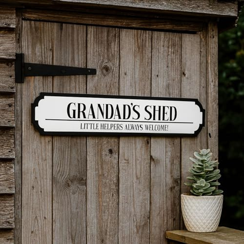 Luck and Luck Personalised Grandad's Shed Sign, Custom Workshop Plaque Gift | Create a one-of-a-kind sign for Grandad's favourite shed or workshop.
