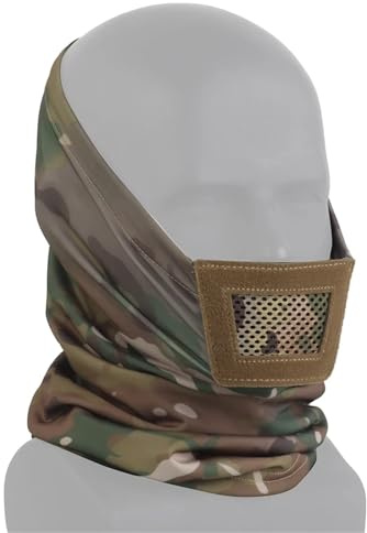 YChoolco Masque Tactique en Maille d'acier Cagoule Masque de Couvre-Chef Demi-Visage Airsoft avec Doublure de Casque de Style Ninja rembourrée et Douce. pour la Chasse(MC)