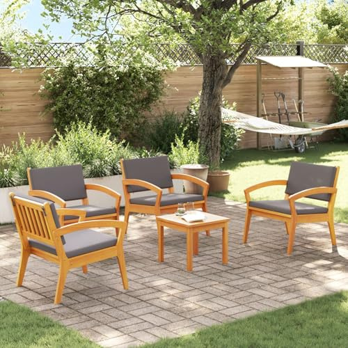 GCHDHAPB 5-teiliges Bistro-Set mit Kissen - Akazienholz massiv