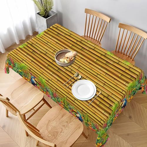 juniissl Tropical Toucan Bamboo Rectangle Tablecloth Washable 60x90 Inch Table Cover Decorative Table Cloth for Party Picnic Kitchen