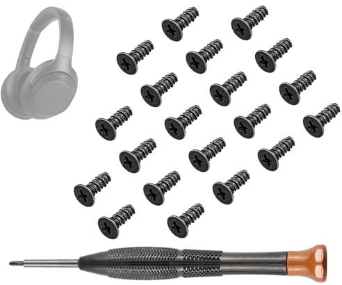 SOULWIT Replacement Headband Pad Screws for Sony WH-1000XM3 (WH1000XM3) Over-Ear Headphones, Repair Part for Side Cover Slider and End Caps - 20Pcs Black