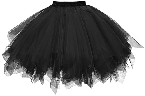 BSBUY Jupe en Tulle Femme, Adulte Jupe Tutu 3 Couches, Rétro Années 80 Fête Halloween Carnaval Costume, Accessoire Fluo Danse Habiller Soirée Jupette Danse Classique Princess Dance Dress Fille