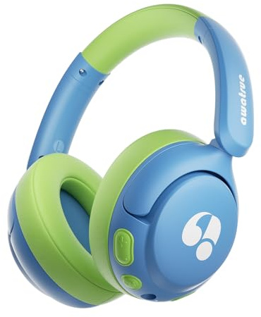awatrue Bluetooth Kopfhörer Kinder, 85dBA Sicheres Volumen, Bluetooth 5.4, BPA Frei/CPC Zertifiziert, 75 Std Spielzeit, On Ear Kinderkopfhörer mit Mic für iPad/Tablet/Schule/Reise (Blau Grün) | Faltbar, kabellos, Bluetooth 5.4, 75 Stunden Spielzeit, integriertes Mikrofon, für iPad & Reisen