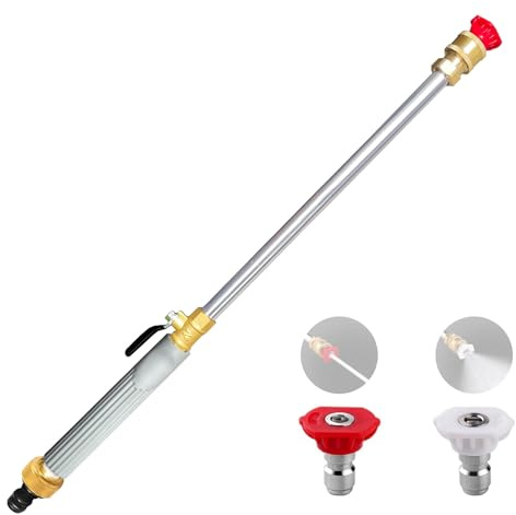 KINDLUME Lance d'Extension Nettoyeur Haute Pression, Tête Haute Pression Tuyau Arrosage, Extension De Lance à Pression En Acier Inoxydable, 5 Jets Réglables, pour Lavage Auto Jardin