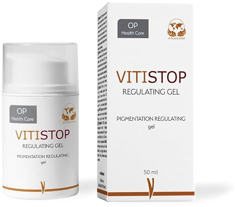 VITISTOP Gel crème 50 ml - Régulateur pour Traitement Vitiligo, Soin Cosmétique Uniformisant, Pour Peaux dépigmentées, Avec Cuivre et Zinc, Babchi (bakuchiol), repigmentation progressive