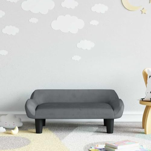 Mokuyary Barnsoffa mörkgrå 70 x 40 x 24 cm sammet barnsoffa, barnsoffa för flickor pojkar, barnrum