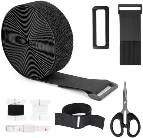 Premium Hook and Loop Cinch Straps, Black Nylon, 1.5 Inch x 20 Feet, Heavy Duty with 20 Buckles, Reusable Cable Ties for Organization, Storage