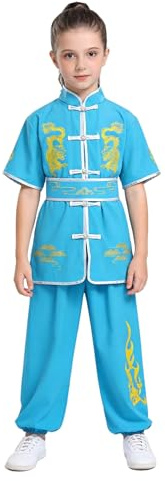 dPois Costume Kung Fu Enfants Garçons Filles Arts Martiaux Vêtements Unisexe Uniformes Traditionnels Chinois Tai Chi Chinois Ensembles 3-16 Ans