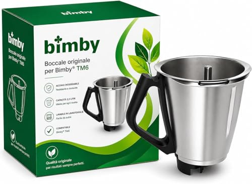 Boccale ORIGNALE per Bimby TM6, Ricambio Acciaio Inox 2,2 L con Sensore Temperatura, Resistenza Integrata per Cottura Precisa