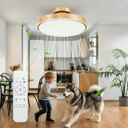 Maxled, Light is Led! Silencioso Sin Aspas Ventilador de Techo 56W Motor DC 24W 3000K-6500K Regulable Temporizador Lámpara Ventilador de Techo y Mando a Distancia 6 Velocidades Temporizador Memoria