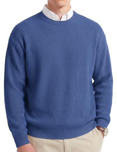 COOFANDY Mens Jumper Crew Neck Pullover Long Sleeve Round Neck Sweater | Knitted，Slim Fit,Casual,Winter,Lightweight,Soft