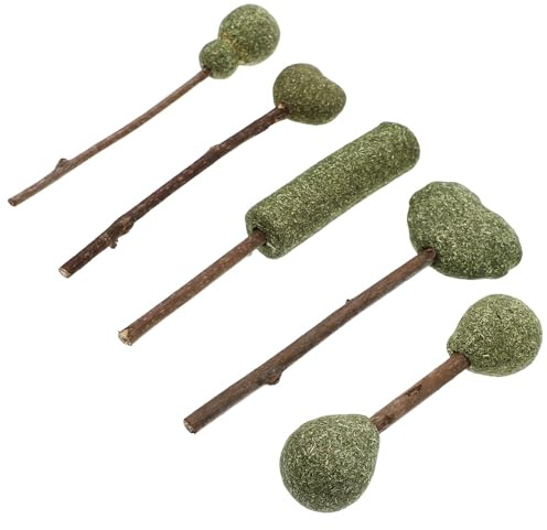 Zerodeko Natural Catnip Lollipops and Edible Catnip Sticks 5pcs for Cats Teeth Cleaning Snacks Easy to Store Cat Chew Set of 5 for Calming