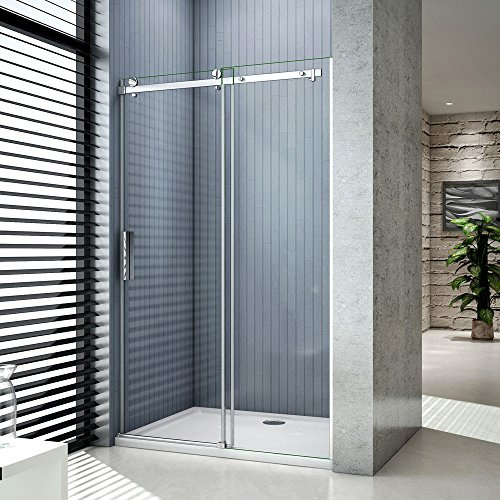 Porte de douche 120x195 cm porte coulissante, cabine de douche coulissante, 8mm verre trempé, vitrification NANO, anticalcaire, installation en niche