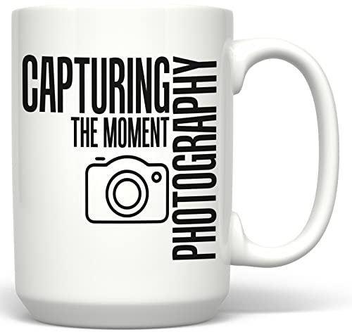 PixiDoodle Capture Memories Photography Coffee Mug (15 oz, White)