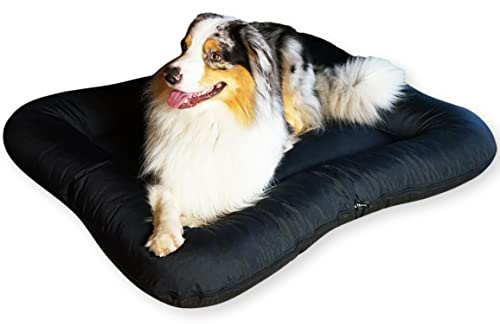 4L Textil KLEO hundbädd stora hundar tvättbar hundkudde vattentät XL hundbädd utomhus vattentät hundmadrass XXL hund liggplats utomhus hundkorg stor (Svart, L-110x90 cm)